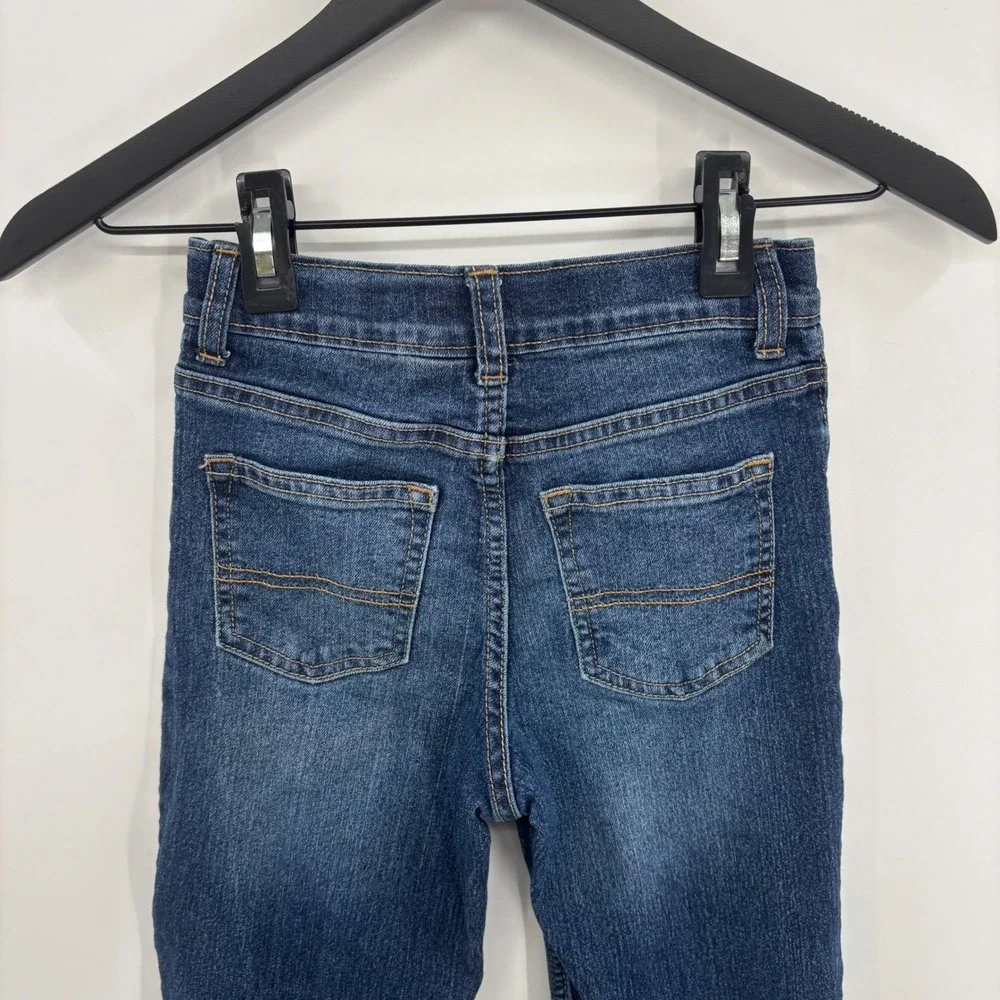 OshKosh Bgosh Kids Classic Straight‎ Leg Jeans 8R 8A Dark Wash Stretch Snap Fly